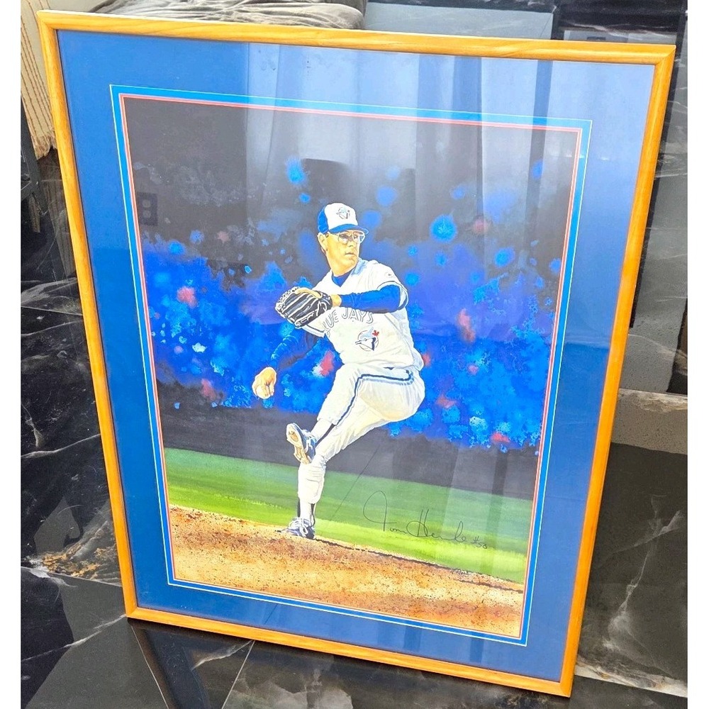 Hanne Lore Koehler Signed Tom Henke Toronto Blue Jays Triple Play Framed Print